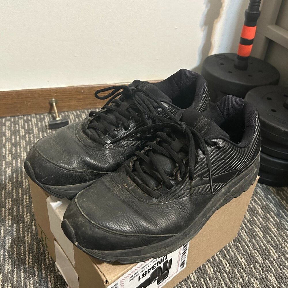 Brooks Addiction 2 Wlk Black Leather Comfort Walking Shoes 